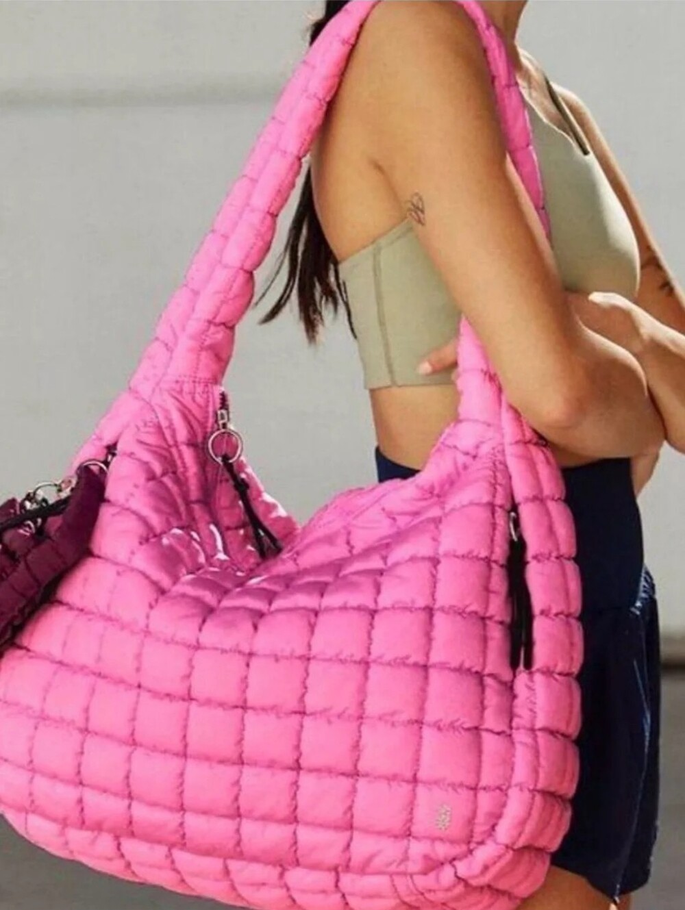 NWT Free People FP Movement Quilted Carryall Bag Pink Bubblegum